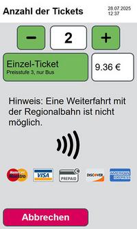 Die Anzahl der erwachsenen Mitfahrer auswählen. 