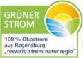Grüner Strom-Siegel: zertifizierter Ökostrom 'rewario.strom.natur.regio'