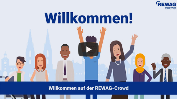 Willkommens-Screen aus dem Video zur REWAG-Crowd